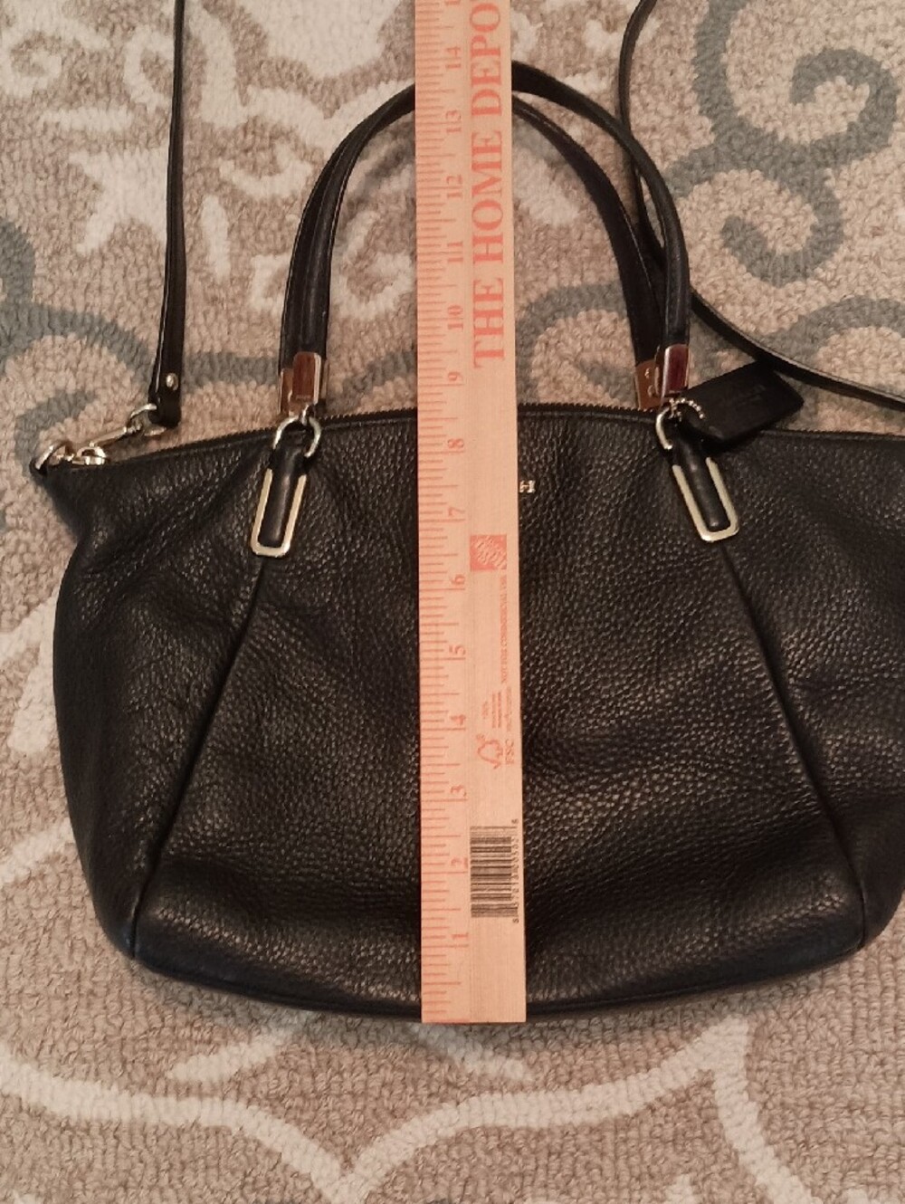 Coach Black Pebbled Leather Tote with Detachable Crossbody Strap - Picture 3 of 7